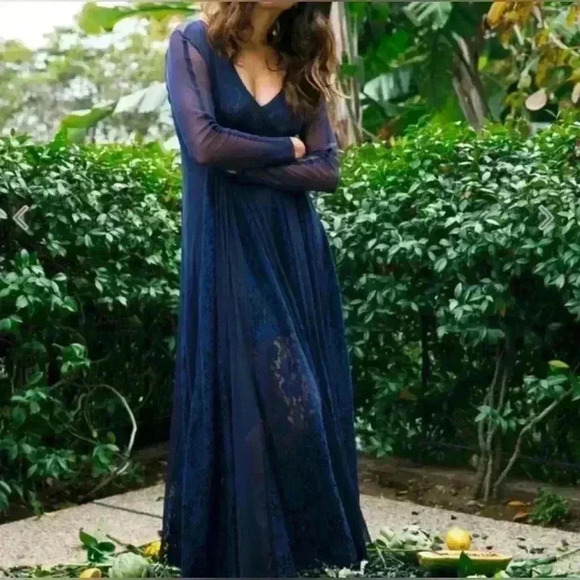 NWT! Free People X We Are HAH Mama C Whit Slip Dress Navy - Picture 2 of 11